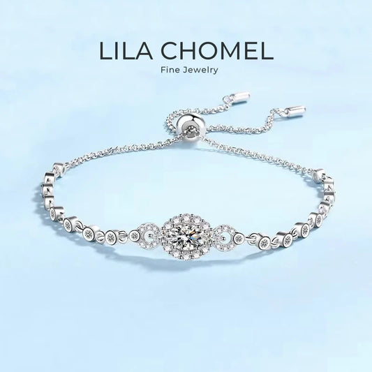 Engagement 18K White Gold Oval Bracelets Women's Birthday Gift Royal 0.5ct Moissanite Diamond Girl Wedding Fine Jewelry Daughter