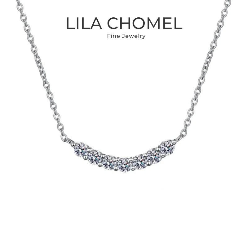 Valentine's Day Girl 18K White Gold Smile Necklaces Women Wedding 1.4CT Moissanite Diamond PT950 Platinum Birthday Gift Jewelry