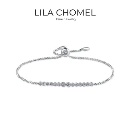 Women Valentine's Day 18K White Gold Girl Wedding Bracelets 0.24CT Moissanite Diamond PT950 Platinum Daughter Birthday Gift Lady