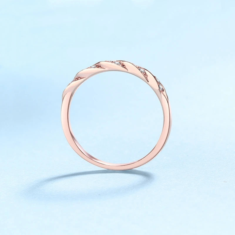 Daughter Birthday Gift 18K Rose Gold Women Wedding Band 0.12CT Moissanite Diamond Girl Valentine's Day Lady Christmas Gift Rings