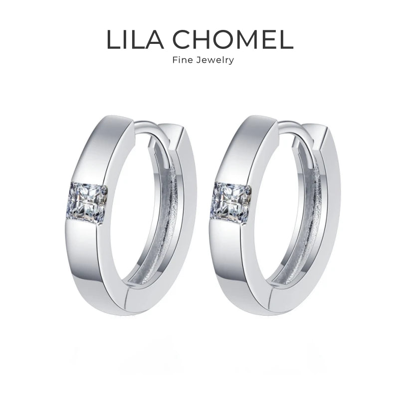 Brincos de argola de ouro branco 18K para presente de aniversário feminino, dia dos namorados, 0,6 ct, diamante moissanite, namorada PT950, joias finas para casamento