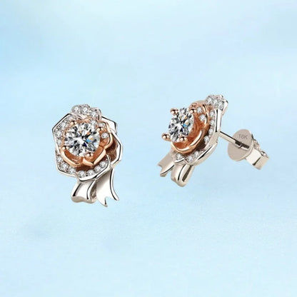 Lady 18K White Gold Earplug Stud Earrings Girl Birthday Gift 1CT Moissanite Diamond Women Wedding PT950 Platinum Valentine's Day