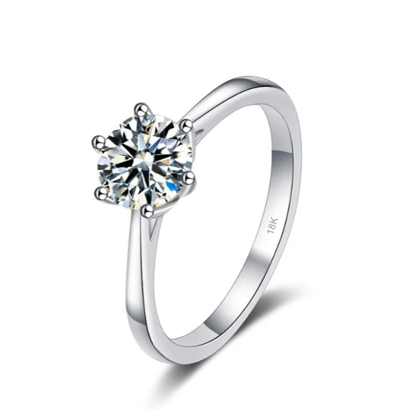 18K White Gold Women Engagement Wedding Band Diamond Girl Birthday Gift 0.5/0.8/1/2/3CT VVS1 D Color Moissanite PT950 Wife Rings