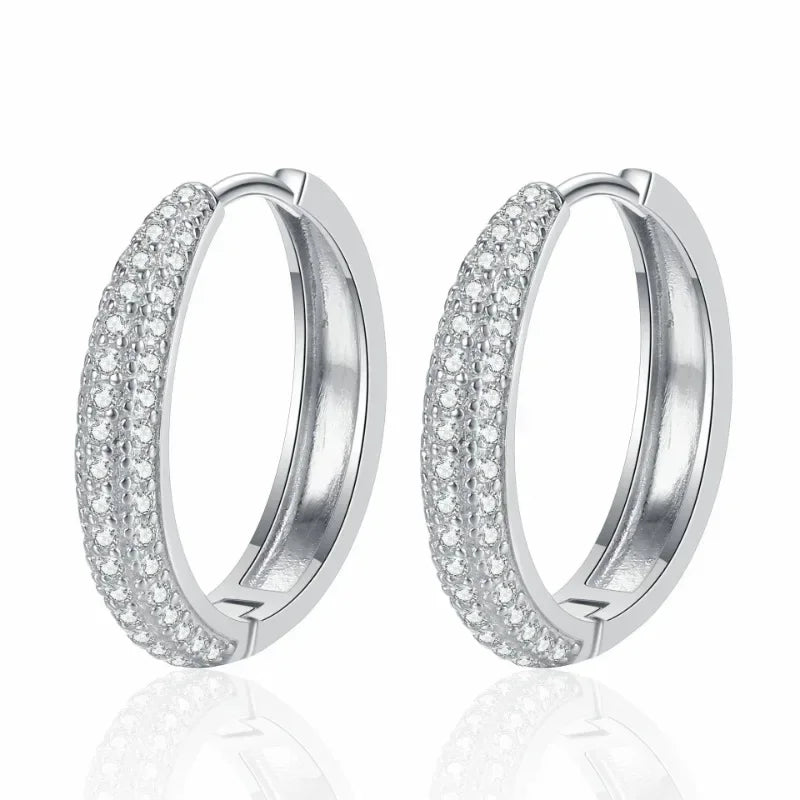 Brincos de argola de ouro branco 18K para noivado feminino, casamento, 0,8 ct, diamante moissanite PT950, platina, presente de aniversário para meninas, dia dos namorados