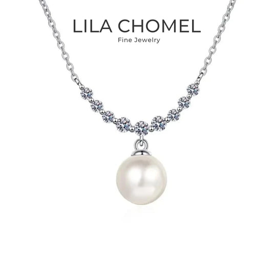 Valentine's Day Girlfriend 18K White Gold Wedding 0.36CT Moissanite Diamond 8mm Pearl Pendant PT950 Platinum Necklaces for Women