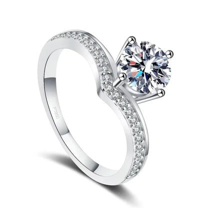 WOMEN Valentine's Day PT950 Platinum Wedding Band Moissanite Diamond VVS1 D Color 0.5/1/2CT Engagement Rings Girl Birthday Gift