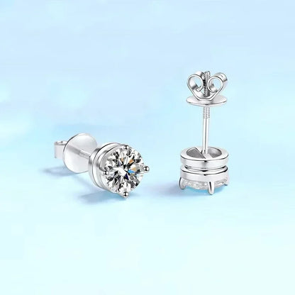 Girl Birthday Gift 18K White Gold Stud Earrings Women Wedding Moissanite Diamond 0.3/0.5/1/2CT PT950 Platinum Valentine's Day
