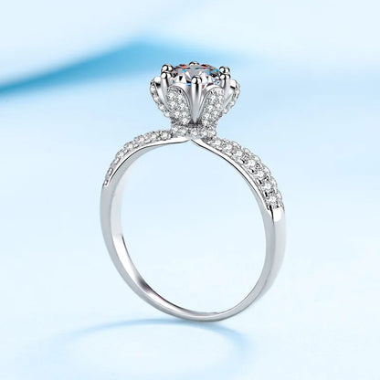 Designer Jewelry Girl 18K White Gold 1/2/3/5 Carat VVS1 D Color Moissanite Diamond Snow Queen Finger Rings Best Gift for Female