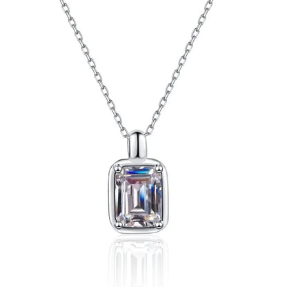 Daughter Adult's Day 18K White Gold Necklaces Girlfriend Birthday Gift 1/2CT Minimalist Square Pendant Women Valentine's Day Ins