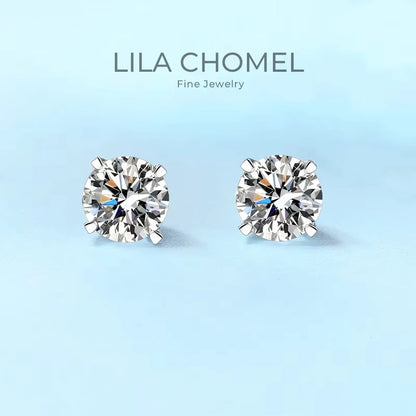 Engagement PT950 Platinum Earplug Stud Earrings Women Wedding 1/2CT Moissanite Diamond Girl Birthday Gift Daughter Fine Jewelry