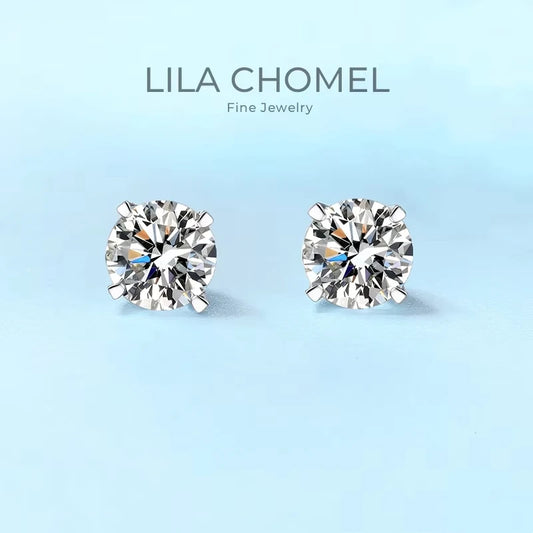 Engagement PT950 Platinum Earplug Stud Earrings Women Wedding 1/2CT Moissanite Diamond Girl Birthday Gift Daughter Fine Jewelry