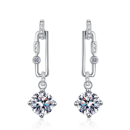 Lady Engagement Jewelry PT950 Platinum Tassel Long Style Drop Earrings Women Wedding 0.5CT Moissanite Diamond Girl Birthday Gift