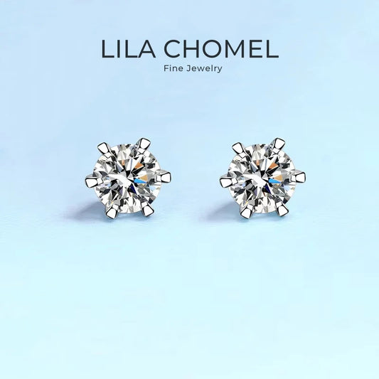 WOMEN Valentine's Day PT950 Platinum Screw Stud Earrings Girl Birthday Gift 0.5/1CT Moissanite Diamond Engagement Wedding Party