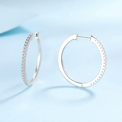 Fine Jewelry PT950 Platinum Full Moissanite Hoop Earrings Women Sparkling 0.54 Carat Diamond daily style to family Gift Classic