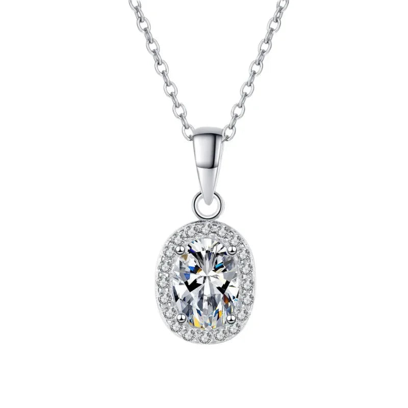 Daughter Birthday Gift PT950 Platinum Oval Fine Jewelry Necklaces Women Engagement Moissanite Diamond 1CT Girl Wedding Party