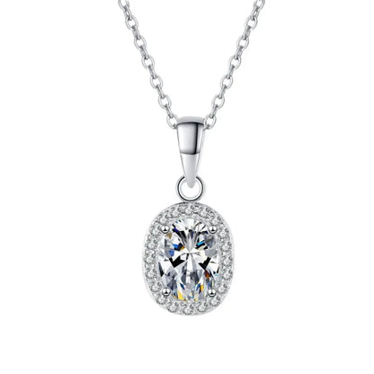 Daughter Birthday Gift PT950 Platinum Oval Fine Jewelry Necklaces Women Engagement Moissanite Diamond 1CT Girl Wedding Party