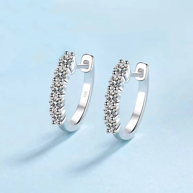 Engagement 18K White Gold Hoop Earrings for Women Wedding Party 1ct Moissanite Diamond Girlfriend Birthday Gift Daughter Jewelry