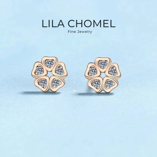 Girlfriend Birthday Gift 18K Rose Gold Earplug Stud Earrings 0.25Carat Moissanite Diamond Women Valentine's Daughter Adult's Day