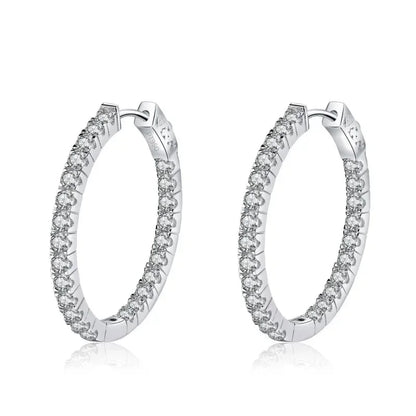 Office Lady PT950 Platinum Birthday Gift 2.88CT Moissanite Diamond Women Valentine's Day Hoop Earrings Girl Wedding Fine Jewelry