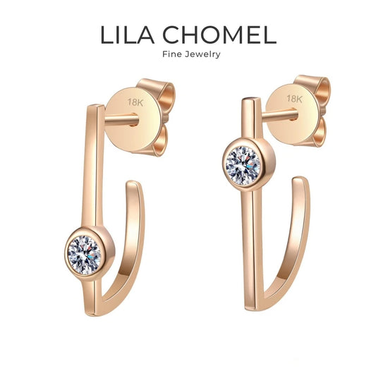 Girlfriend Birthday Gift 18K Rose Gold Earplug Stud Earrings Women Wedding 0.2CT Moissanite Diamond Valentine's Day Fine Jewelry