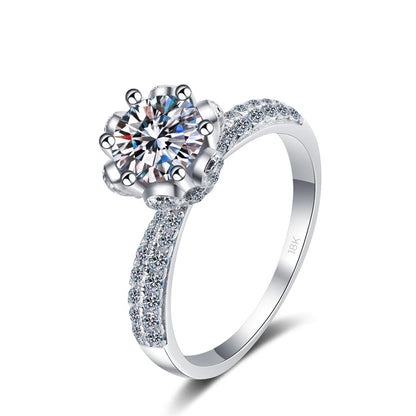 Designer Jewelry Girl 18K White Gold 1/2/3/5 Carat VVS1 D Color Moissanite Diamond Snow Queen Finger Rings Best Gift for Female