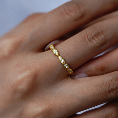 Women Wedding Band 18K Gold Valentine's Day Rings 0.15CT Moissanite Diamond Girl Birthday Fine Jewelry Daughter Christmas Gift