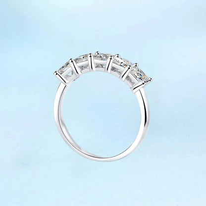 Women Engagement 18K White Gold Wedding Band 5pcs Moissanite Diamond 2CT Wife Birthday Gift PT950 Platinum Girl Valentine's Day