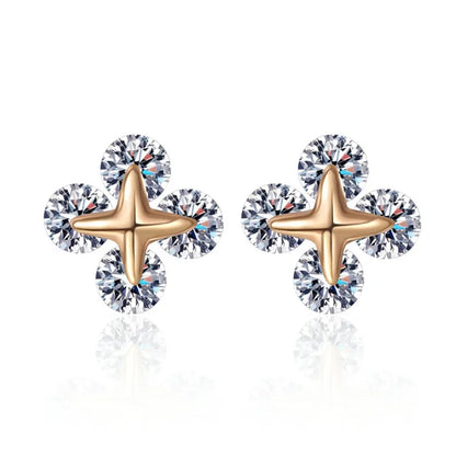 Birthday Gift 18K Rose Gold Earplug Stud Earrings Girl 0.8CT Moissanite Diamond Women Valentine's Day Daughter Fine Jewelry Lady
