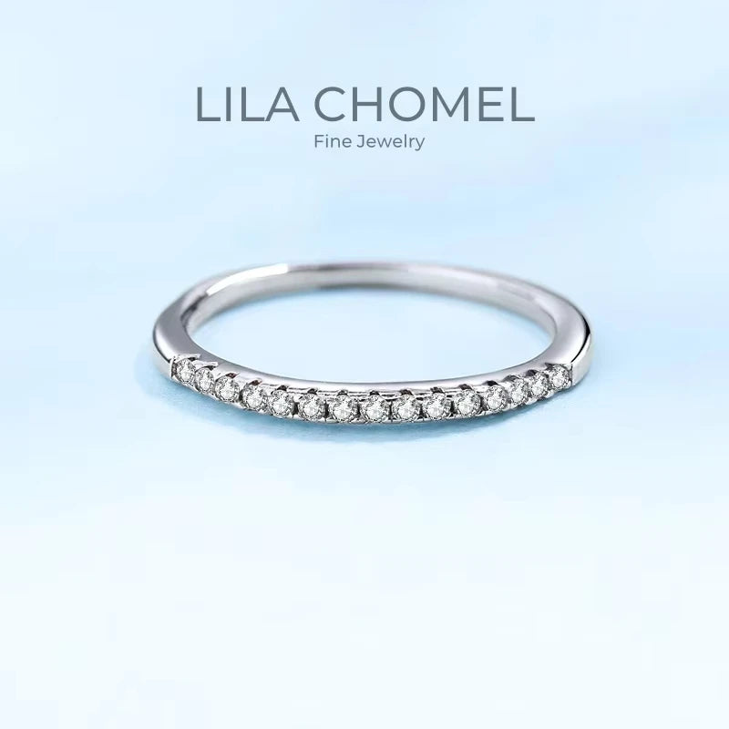 Anéis de ouro branco 18K para mulheres, noivado, filha, diamante moissanite 0,15ct, presente de aniversário para meninas, joias finas, festa de dia dos namorados 