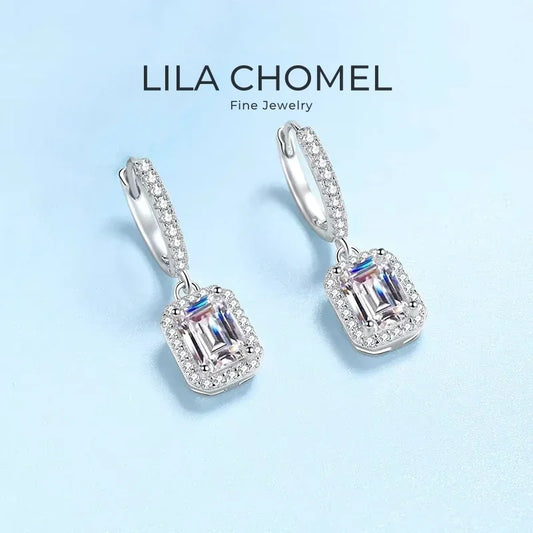 Girlfriend 18K White Gold Birthday Gift 1/2CT Moissanite Diamond Women Valentine's Day Drop Earrings PT950 Platinum Fine Jewelry