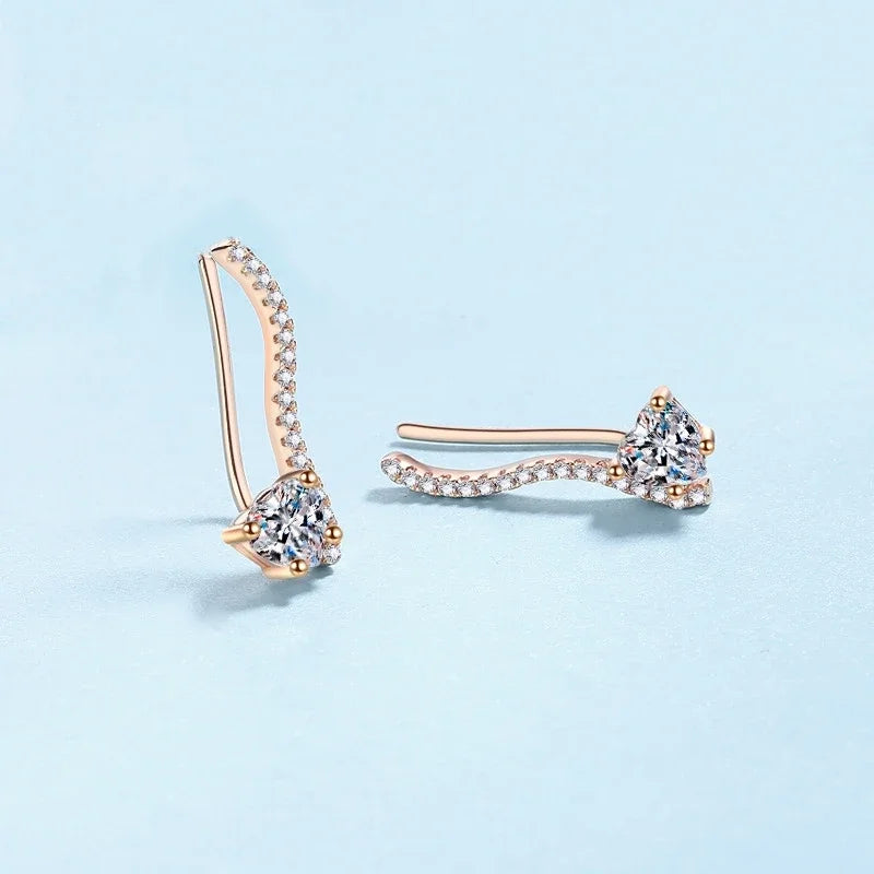 Romantic Girl Friend Birthday Gift 18K Rose Gold Women Valentine's Day Stud Earrings 1CT Moissanite Diamond Wedding Fine Jewelry