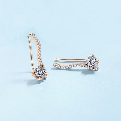 Romantic Girl Friend Birthday Gift 18K Rose Gold Women Valentine's Day Stud Earrings 1CT Moissanite Diamond Wedding Fine Jewelry