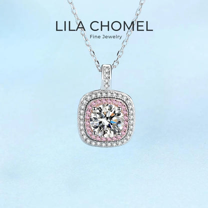 Girl Valentine's Day Platinum PT950 Daughter Birthday Gift Necklaces 1CT VVS D Color Moissanite Diamond Women Engagement Jewelry