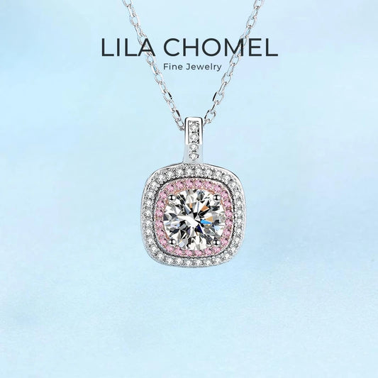 Girl Valentine's Day Platinum PT950 Daughter Birthday Gift Necklaces 1CT VVS D Color Moissanite Diamond Women Engagement Jewelry
