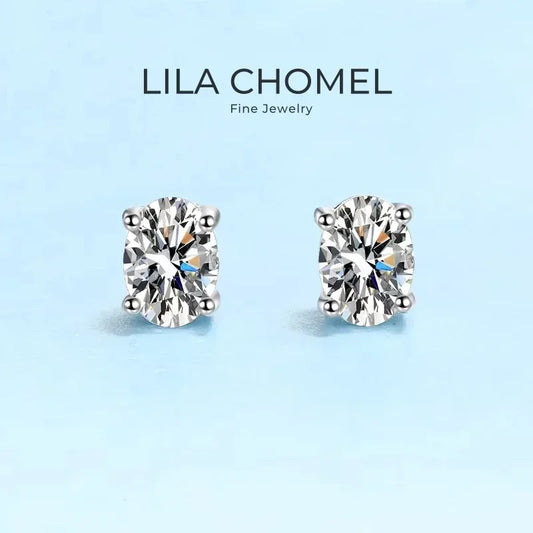 Girl Birthday Gift 18K White Gold 0.5/1/2CT Oval Moissanite Diamond Earplug Stud Earrings PT950 Platinum Women Valentine's Day