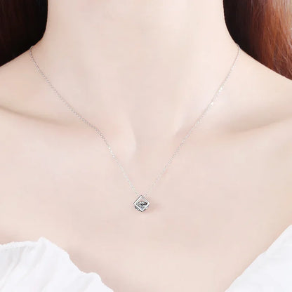Girl Wedding Necklaces PT950 Platinum Engagement Moissanite Diamond 0.5/1CT Square Pendant Valentine's Day Women Birthday Gift