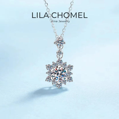 WOMEN Valentine's Day 18K White Gold Wedding Necklaces 1CT Moissanite Diamond Pendant Girl Birthday Gift PT950 Platinum Jewelry