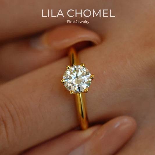Classic Women Wedding Band 18K Gold Engagement Rings 1/2CT VVS1 D Color Moissanite Diamond Girl Birthday Gift Party Fine Jewelry