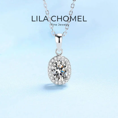 Daughter Birthday Gift PT950 Platinum Oval Fine Jewelry Necklaces Women Engagement Moissanite Diamond 1CT Girl Wedding Party