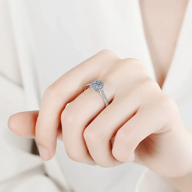 Engagement 18K White Gold 0.3/0.5/1/2CT Moissanite Diamond Women Wedding BandGirl Birthday Gift PT950 Platinum Valentine's Day