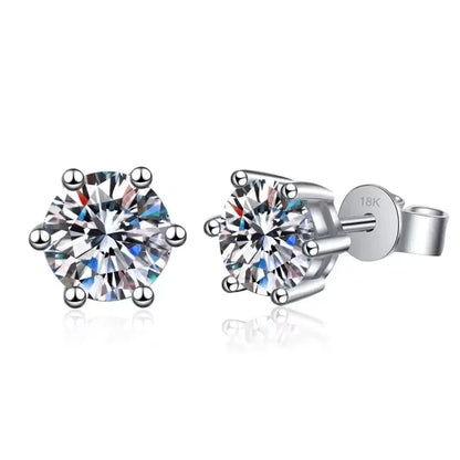 Girl Valentine's Day White Gold 18K Women Wedding Earplug Stud Earrings 0.3/0.5/1CT Moissanite Diamond Girlfriend Birthday Gift