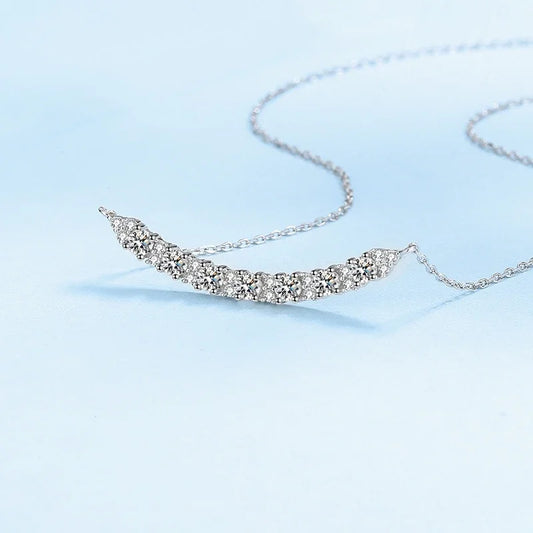 Daughter Adult's Day 18K White Gold Women Wedding Smile Necklaces 0.7CT Moissanite Diamond PT950 Platinum Girl Birthday Gift ins