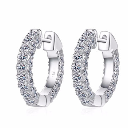 Women Birthday Gift 18K White Gold Hoop Earrings Daughter Engagement 1.92Carat VVS1 D Color Moissanite Diamond Girl Fine Jewelry