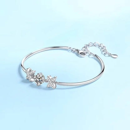 Pulseiras de ouro branco 18K para filha, presente de aniversário para meninas, diamante moissanita 1CT, joia fina de platina PT950 para dia dos namorados