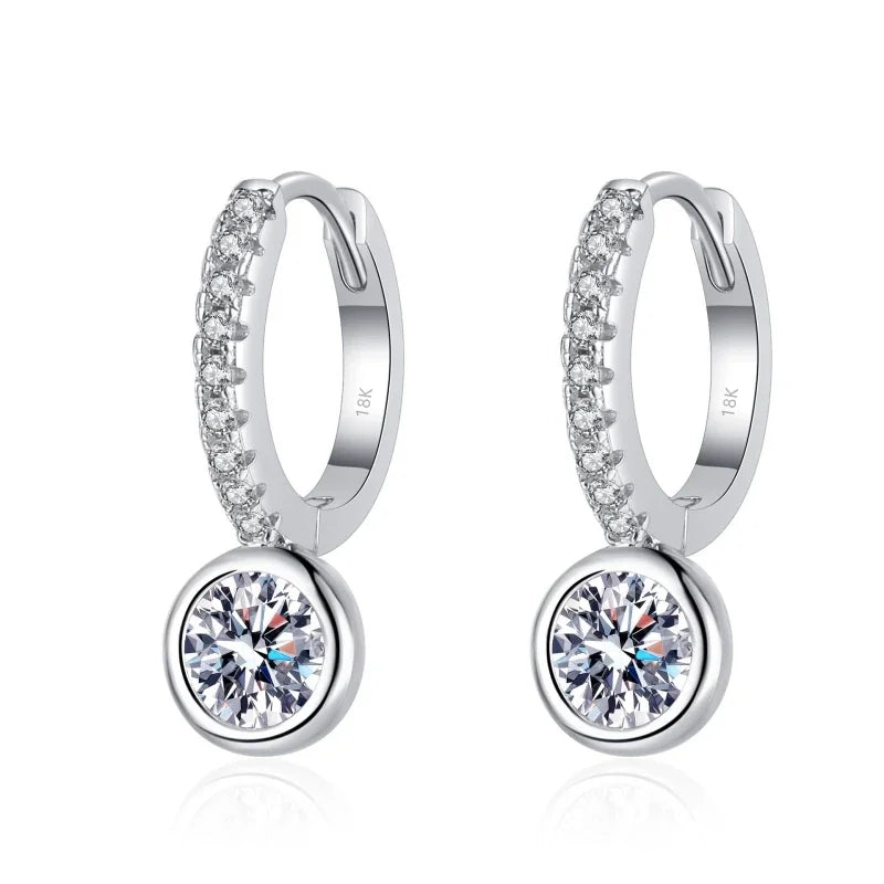 Office Lady Birthday Gift 18K White Gold Girl Drop Earrings 0.5/1CT Moissanite Diamond Women PT950 Platinum Wedding Fine Jewelry