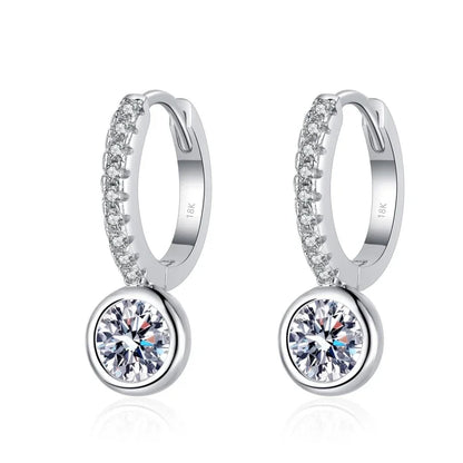 Office Lady Birthday Gift 18K White Gold Girl Drop Earrings 0.5/1CT Moissanite Diamond Women PT950 Platinum Wedding Fine Jewelry