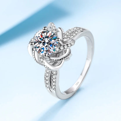 Designer Fine Jewelry Spiral Rose Girl Wedding Band 18K White Gold VVS1 D Color 1/2ct Moissanite Diamond Birthday Gift for Women