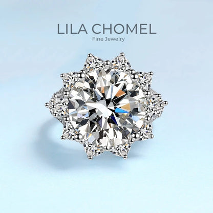 Fine Jewelry Sunflower 18K White Gold Women Wedding Bands 10CT VVS1 D Color Moissanite Diamond Girl Birthday Gift Party Daughter