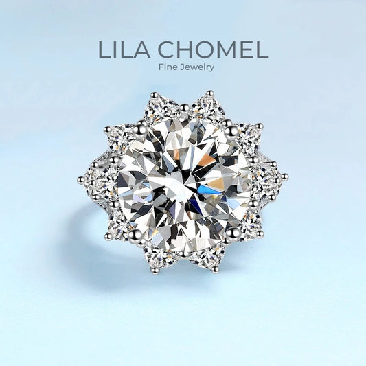 Fine Jewelry Sunflower 18K White Gold Women Wedding Bands 10CT VVS1 D Color Moissanite Diamond Girl Birthday Gift Party Daughter