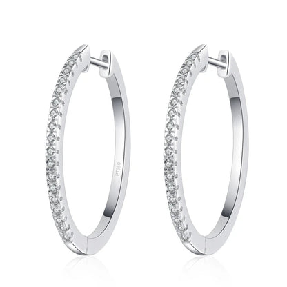 Fine Jewelry PT950 Platinum Full Moissanite Hoop Earrings Women Sparkling 0.54 Carat Diamond daily style to family Gift Classic